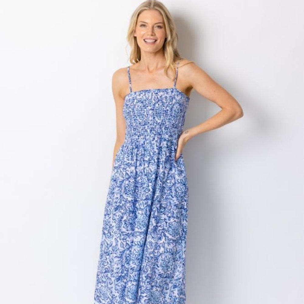 Sail to Sable Medal Medallion Print Spaghetti Strap Midi Dress Size SMALL